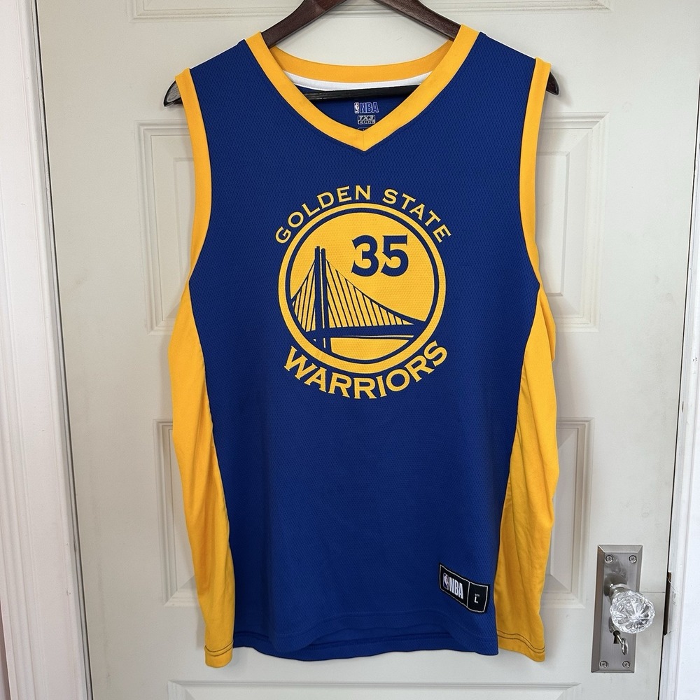 2018 Kevin Durant #35 Golden State Warriors Blue Yellow Jersey Mens Size Large